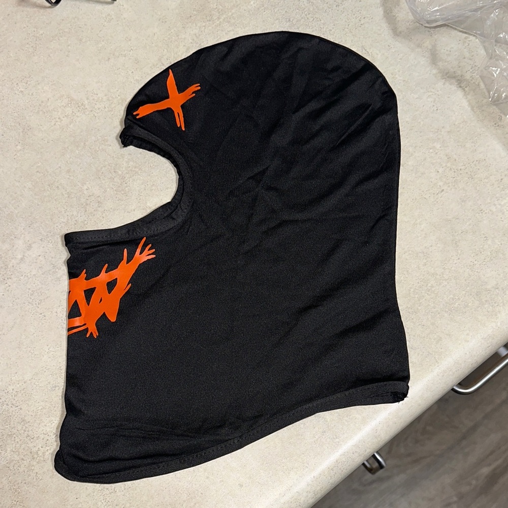 Black Balaclava with Orange Design